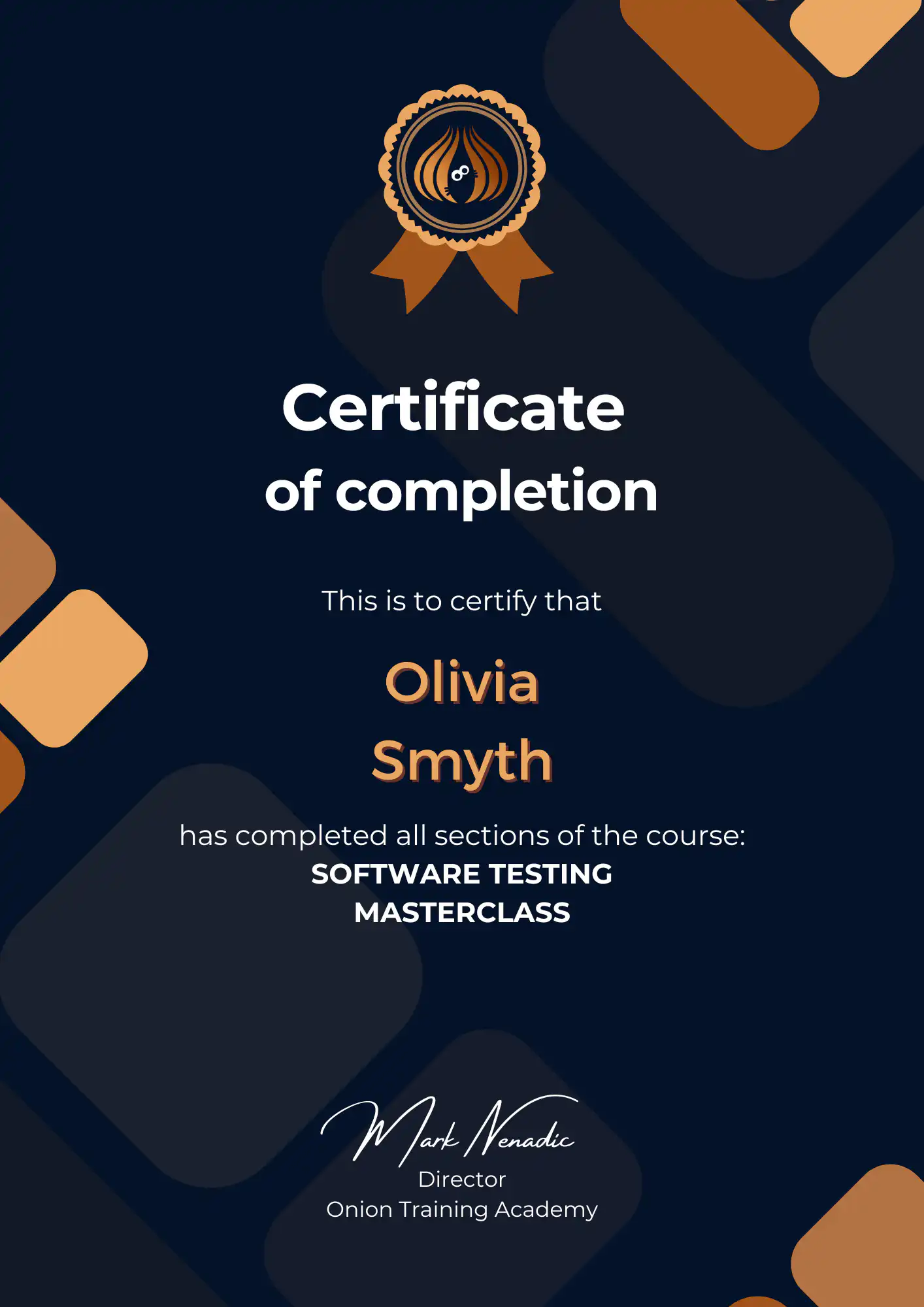 Software Testing Course Certificate